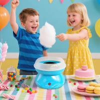 HOMCOM Máquina de Algodón de Azúcar, 450W-550W, Máquina para Hacer Algodón de Azúcar con 10 Palitos, para Fiestas de Cumpleaños Infantiles, en Casa, 27x26x18 cm, Azul - details 1