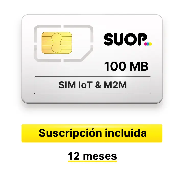 Tarjeta SIM para dispositivos IoT, M2M y domótica. Prepago con 100 MB/mes durante 12 meses. Pago único anual. Cobertura global en Europa. Red multioperador. - 1