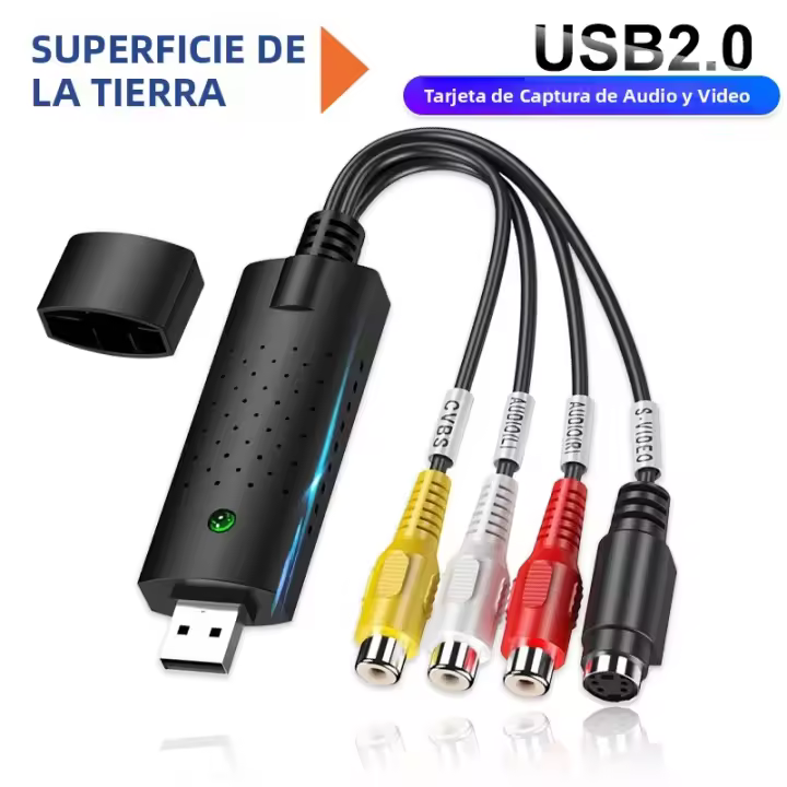 Tarjeta De Captura De Audio Y Video USB 2.0 Adaptador RCA/S-Video Para VHS VCR Grabación Converter Para Mac PC TV DVD Con CD De Driver - 1