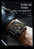 Reloj De Pulsera De Lujo Para Hombre OLEVS Cuadrado De Cuero Resistente Al Agua Luminoso Cronógrafo Marca Original Reloj - details 7