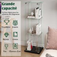 Vitrina Expositora de Cristal 3 Estantes con Iluminación LED Multicolor, Armario de Vidrio Templado con Base Negra, Diseño Moderno para Coleccionables y Decoración del Hogar - details 2