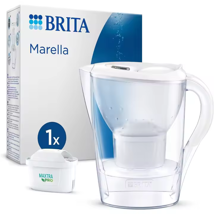 BRITA Jarra Filtrante, Modelo Marella, 2,4L con Filtro MAXTRA PRO | 150L agua filtrada | Sin BPA | Apta lavavajillas | Indicador Memo | Reduce cal, cloro y metales | Diseño sostenible - 1