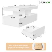 Mesa de centro LED blanco brillo con almacenaje, doble cajón y acabado moderno 104×53×46 cm - details 3