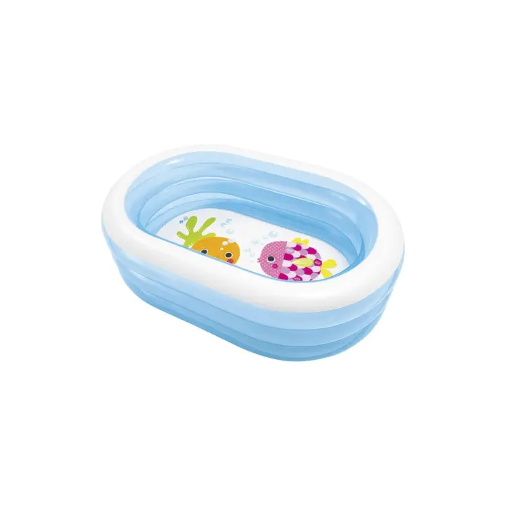Piscina Infantil Hinchable Ovalada Azul 163 x 107 x 46 cm – Bañera de Agua para Niños con Diseño Marino – Piscina Familiar Compacta para Jardín, Terraza o Patio – Fácil Inflado y Desinflado - 1