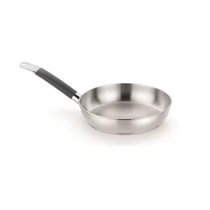 BRA Master – Sartén Acero Inoxidable 18/10 - De 20 a 28 cm – Sin Antiadherente, Libres de PFAS – Apto para Inducción y Horno – Mango con Silicona Anticalor – Acabado Pulido Brillante - 1