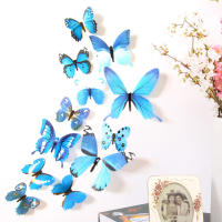 12pcs Parches De Pared Decorativos 3D Mariposa Arcoíris PVC Para Decoración Del Hogar Sala De Estar Estilo Moderno Adhesivos De Pared - details 6