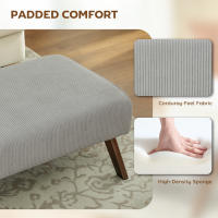 HOMCOM Reposapiés de Salón Taburete Bajo Tapizado en Pana Otomana Rectangular con Asiento Acolchado y Patas de Madera para Sala de Estar Dormitorio - details 9