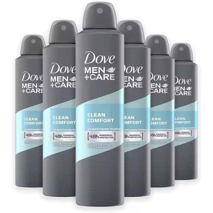 Dove MEN + CARE Clean Comfort - Desodorante antitranspirante de protección de 48 horas PACK Ahorro 6 X 200 ML 【ROUA】 - 1