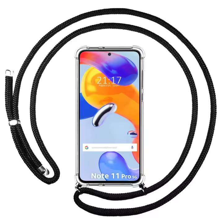 Funda Colgante Transparente para Xiaomi Redmi Note 11 Pro / 11 Pro 5G con Cordon Negro - 1