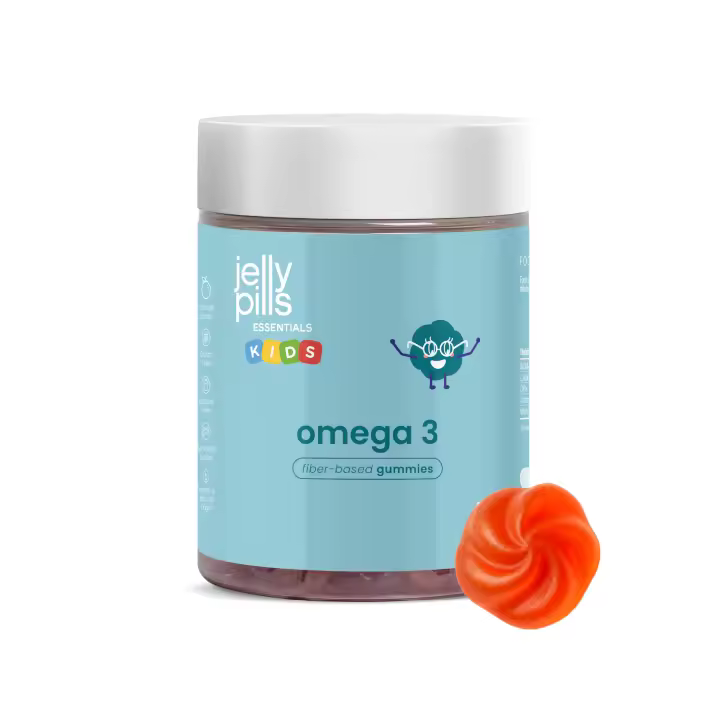Jelly Pills Gominolas de Omega 3 para Niños con DHA de Microalgas - Apoyo a Cerebro y Visión - 70 Gummies Veganas para 2 meses - Sin Azúcares Añadidos - Sabor Naranja - 1