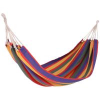 Outsunny Hamaca de Algodón para Jardín Hamaca Colgante Portátil Carga Máx. 120 kg para Acampar Piscina Camping Rayas Multicolor - details 0