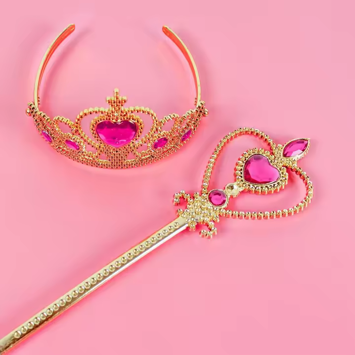 Accesorios De Cosplay Para Niñas Corona Varita Collar Peluca Guantes De Anna Elsa De Frozen Belle Cinderella Disfraz De Princesa Para Niñas - 1