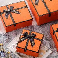 Caja De Regalo De Boda Naranja Con Lazo Caja De Regalo Premium Para Cumpleaños Y San Valentín Empaque De Regalos De Cartón - details 0