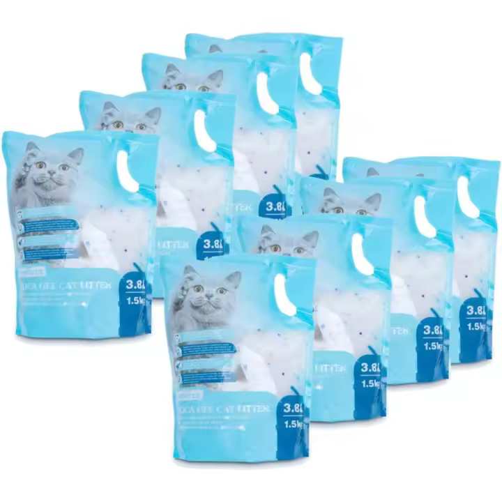 Nobleza Pack Ahorro 8 bolsas Arena de Sílice Para Gatos – Absorción Ultra y Control de Olores (3,8L / 1,5kg) - 1