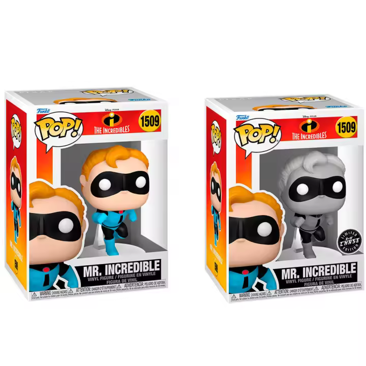 Funko Po Bundle Disney Pixar Los Increibles Mr. Increible + Chase 1509 + Protectores Pop 0,5MM De Regalo Figura Coleccionable - 1