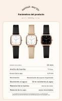 Reloj De Mujer Hannah Martin De Cuadrado Con Correa De Cuero Y Dial De 26mm Placa De Oro Rosa 3 Bar Impermeable Moda Regalo - details 2