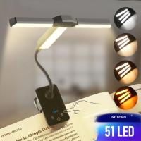 Lámpara De Lectura LED Tri-Head Clip 51 LEDs Recargable 1000mAh 4 Colores Luz Nocturna Para Libros Protección Ocular Para Dormitorio - details 0