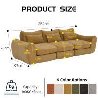 Sofá modular de pana, combinación libre sin herramientas, convertible en sofá cama de 3 plazas, no requiere montaje, ahorra espacio, ideal para salones y apartamentos pequeños - details 2