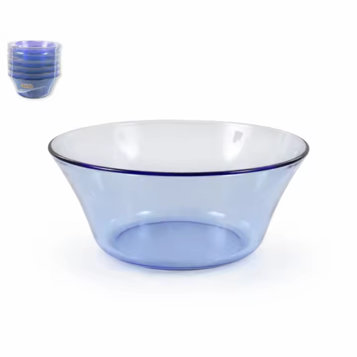 MAXHOME-Set de 6 Ensaladeras de Vidrio Color Ámbar y Lys Marine 17 x 7.5 cm para Servir Ensaladas - 1