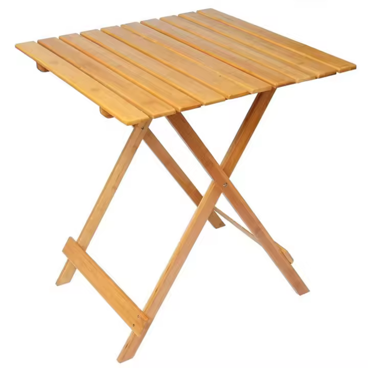 Mediawavestore Mesa Plegable de Madera Natural 80x60 Cm para Jardín y Hogar - 1