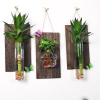 Decoración Creativa Para El Hogar En Madera Sólida Con Pequeño Vaso De Vidrio Para Plantas Hidroponicas Radish Verde - details 1