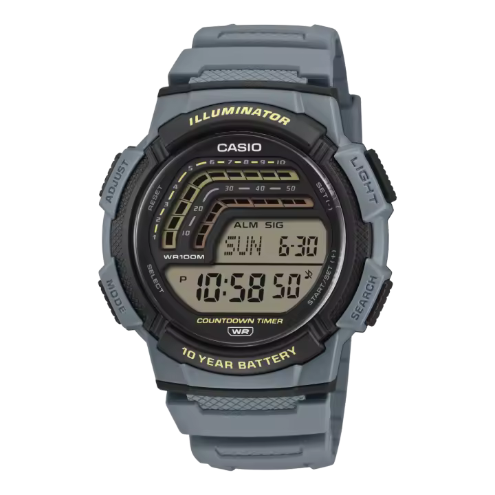 Reloj Casio Hombre - Digital Deportivo Silicona Gris - Retroiluminación LED | 10 BAR | WS-1800-2AVEF - 1