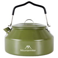 Hervidor De Agua De Viaje Ultraligero De 1.4L Con Manija Para Estufa Café Metal Suministros De Mesa Color Khaki Verde Negro - details 16