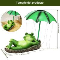 Decoración De Jardín Luz Solar LED Estatua De Rana Con Paraguas Impermeable Resina Creativa Y Divertida Para Exteriores - details 5
