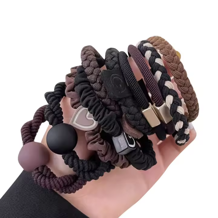 10Pcs Set De Cinturones Para El Cabello Elásticos Duraderos Moda Anillas De Cabello De Goma Para Cola De Caballo Cabello Rizado - 1