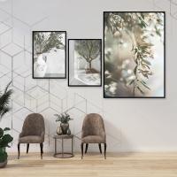 Arte De Pared Minimalista Nórdico Sin Marco Olivo Ramas Y Hojas En Lienzo HD Pintura a Óleo Impresiones Para Dormitorio Y Sala - details 1