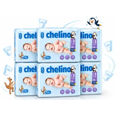 Pañales Chelino Talla 3 (4-10 kg) Pack Ahorro 216 Pañales – Máximo Ahorro para Uso Diario - 1
