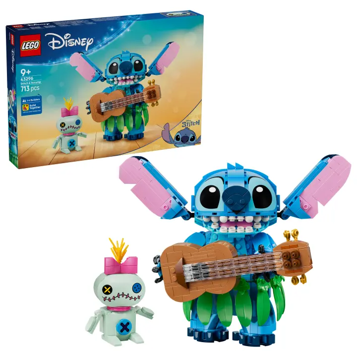 LEGO® 43296 Disney Stitch y Scrump de Juguete - 2 Figuras y Ukelele - 1