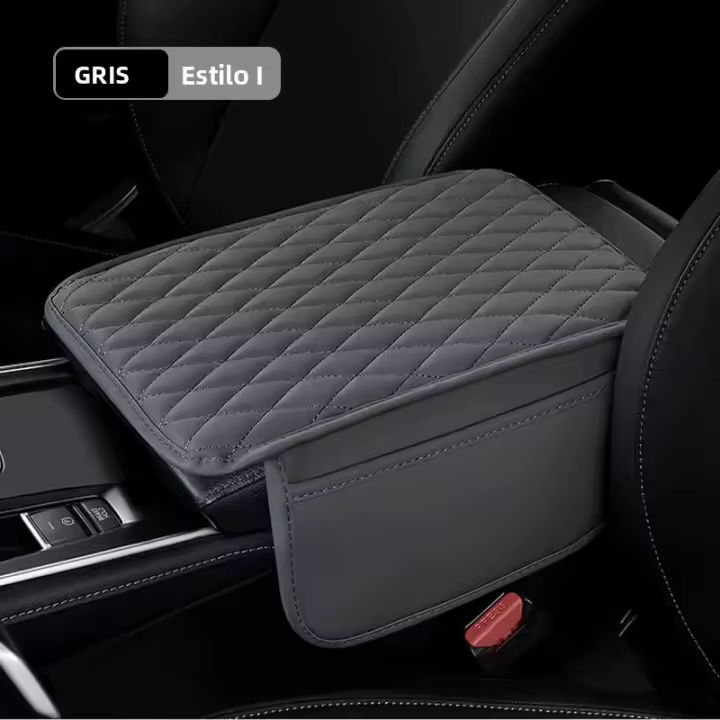 SEAMETAL Funda Para Reposabrazos De Coche Universal Cubierta Transpirable Almohadilla De Descanso Anti-Scratch Protector De Caja Del Consolador Con Bolsa De Almacenamiento Color Negro Gris - 1