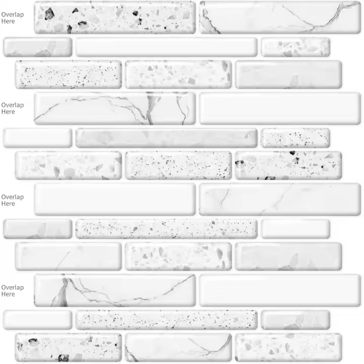 Azulejos de pared autoadhesivos para salpicadero de cocina - Diseño de piedra - Blanco - 10 hojas - 1