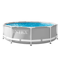 INTEX - Piscina desmontable redonda, modelo Prism Frame de hasta 4 metros de diámetro, con y sin depuradora, color gris, lona tricapa PVC-poliéster, interior efecto gresite, +6 años, montaje 30 minutos, piscinas desmontables, piscinas familiares - details 3