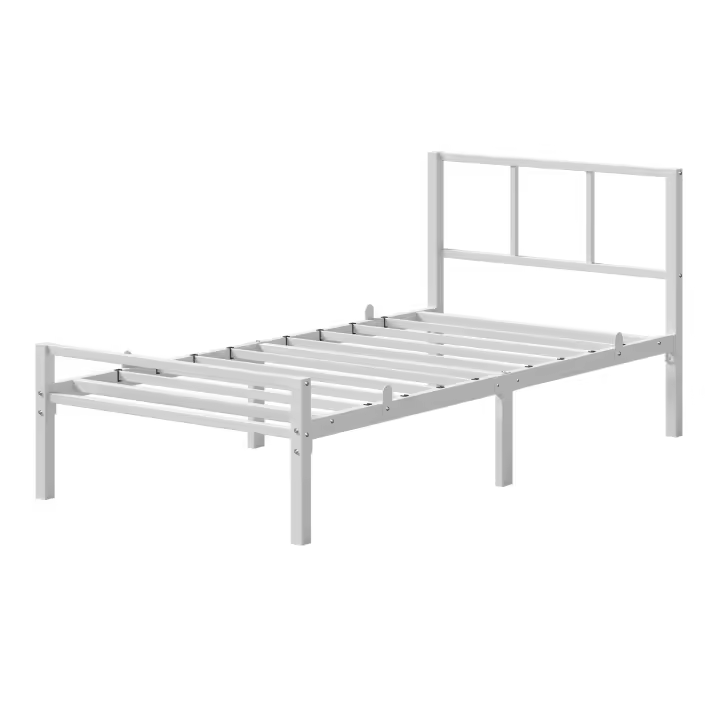 VASAGLE Cama Individual de Metal, 90 x 190 cm, con Cabecero, Montaje Rápido, Dormitorio, Negro/Blanco - 1