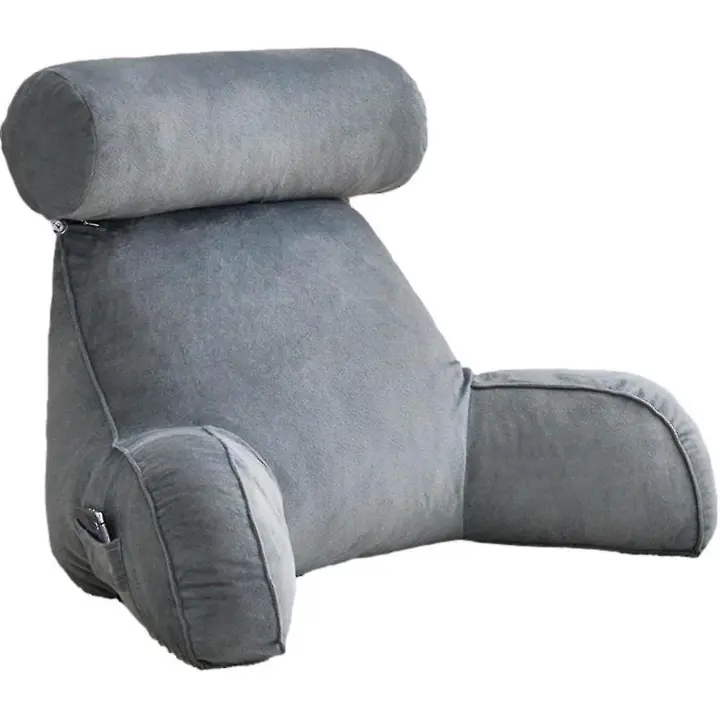 TK Almohada de la lectura, almohada del respaldo, almohada trasera for the rest para sentarse en Cama, respaldo Adult grande con los brazos, bolsos laterales, Rollo desmontable del Cuello Para Leer/El Reloj, los 75*40*40cm - 1