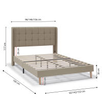 Estructura de Cama tapizada Esther de 30 cm, 90x190 cm, color Beige VS Venta-Stock - details 0