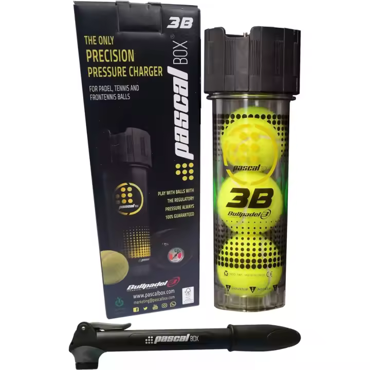 Presurizador para Pelotas de Pádel Bullpadel Pascal Box 3B/ Incluye Bomba Hinchadora/ Capacidad 3 uds - 1