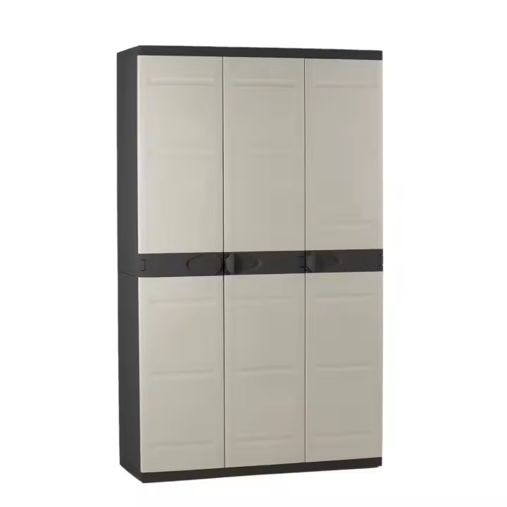 Armario Multiusos de 3 Puertas con 4 Baldas - 176 x 105 x 41 cm - Beige / Negro Recamania Plastiken - 1