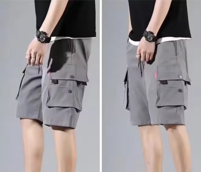 Shorts De Trabajo Para Hombre Con Múltiples Bolsillos Pantalones Cortos Sueltos Y Ligeros Para El Verano Estilo Casual - 1