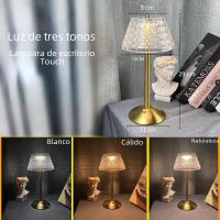 Lámpara De Mesa Nórdica Con Cristal Toque Dimming USB Recargable Luz Nocturna Para Decoración De Habitación Bar Café Hotel - details 3