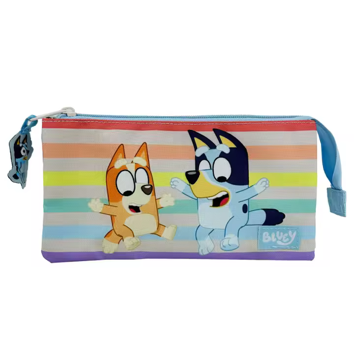 CYP Brands Bluey - Estuche Triple Portatodo - 5 Compartimentos Preescolar - Estuche Bingo - Multicolor - Producto Oficial - 1