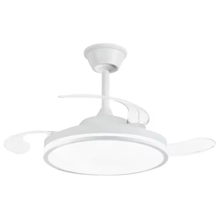 NARVI Ventilador de techo color blanco, 3 Palas retráctiles, Motor DC, Luz LED 60W Regulable en intensidad y Color de luz. Con Memoria, Mando y APP Móvil. REF MORAIRA 7285 WH - 1