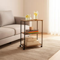Max Home - Estantería madera con ruedas, almacenaje inteligente, 3 estantes, 48x30x62 cm, acero y MDF resistentes, muebles de salón, estanterías decorativas, decoración hogar, montaje sencillo - details 6