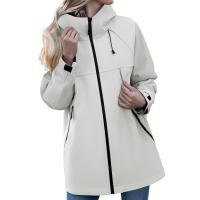 Chaqueta De Cierre Para Mujer Casual Con Capucha Color Sólido Transpirable Impermeable Y Antigolpes Para Camping Y Escalada Al Aire Libre - details 7
