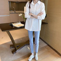 Blusa Blanca Para Mujer Xpqbb 2024 Manga Larga Cuello En V Casual Suéter De Solapa Blanca Abrigo De Verano De Primavera Otoño - details 9