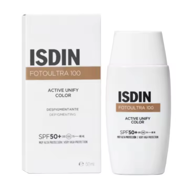 ISDIN Active Unify COLOR Fotoultra 100 50+ SPF Protector solar facial, Aclara y unifica el tono de piel, 50 ml - 1