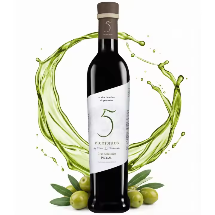 5 Elementos Gran Selección - Aceite de Oliva Virgen Extra Picual 500ml - AOVE Premium de Cosecha Temprana - Alto Contenido en Polifenoles y Antioxidantes - Extracción en Frío en Finca Propia - 1