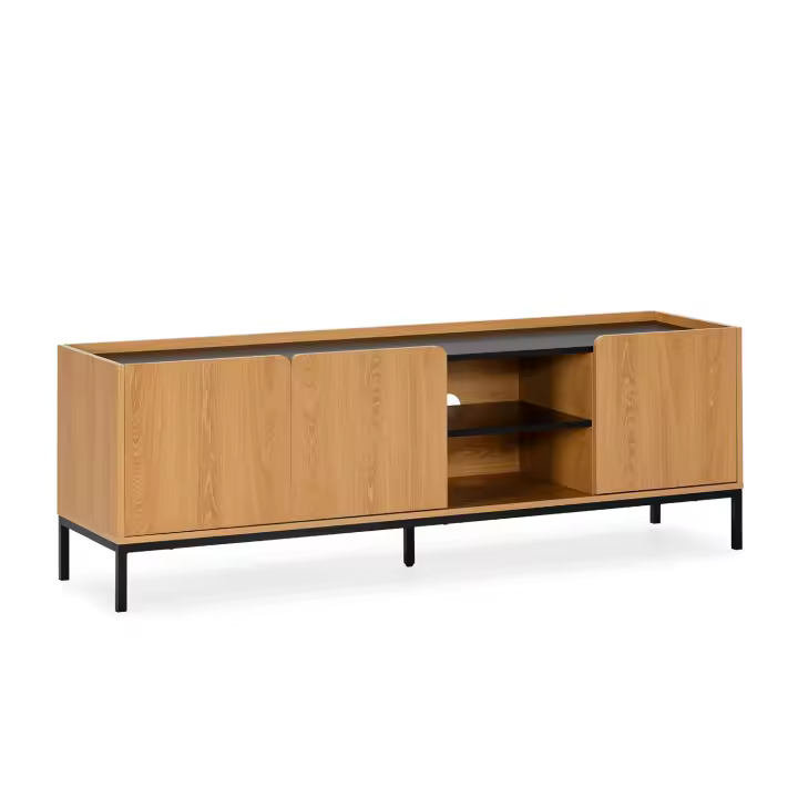 VS Venta-Stock Mueble Tv Curva 3 puertas color Roble - 1